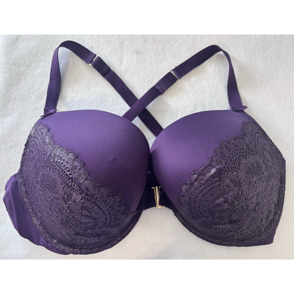 Cacique Purple Lace Balconette Bra 46DDD Full Coverage Underwire‎